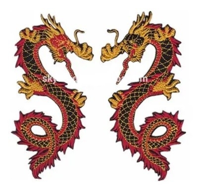 Felt background custom dragon design embroidery patches supplier